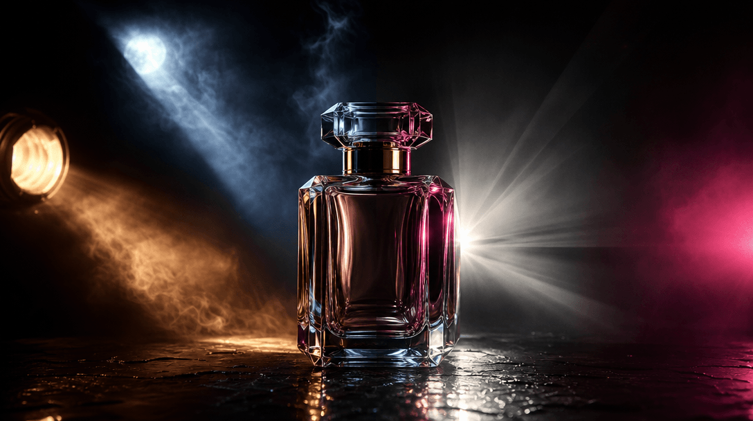 A single luxury product surrounded by four distinct cinematic light treatments converging into one polished hero composi