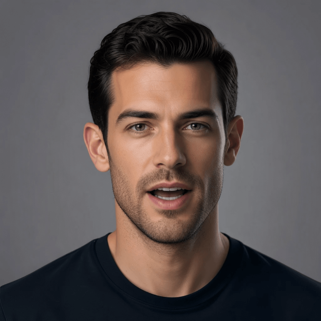 High-fidelity animated talking avatar face with realistic skin texture, smooth lip-sync motion, studio lighting on angul
