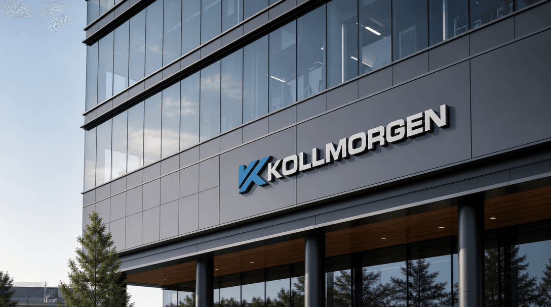 Modern glass and metal building facade with product logo integrated naturally, photorealistic composite, cinematic depth