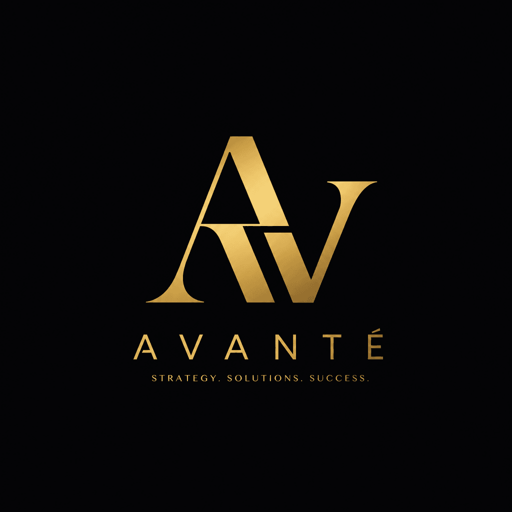 Bold typography-integrated logo mark, strong brand presence, professional corporate look on dark background, elegant min