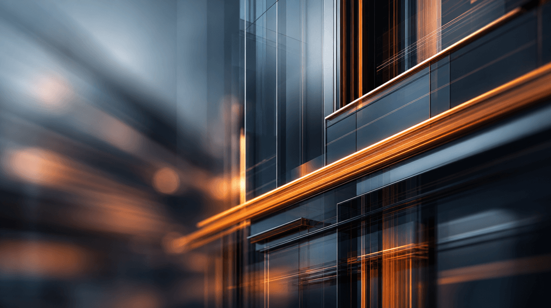 Abstract construction elements in smooth motion with beautiful depth of field blur, cinematic light trails and momentum,