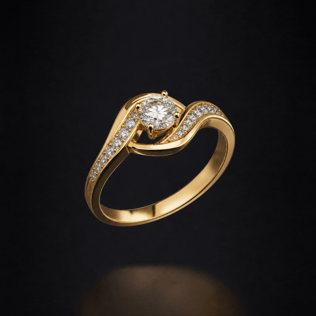 Product rotating smoothly in 360°, jewelry item mid-spin, professional lighting effects.