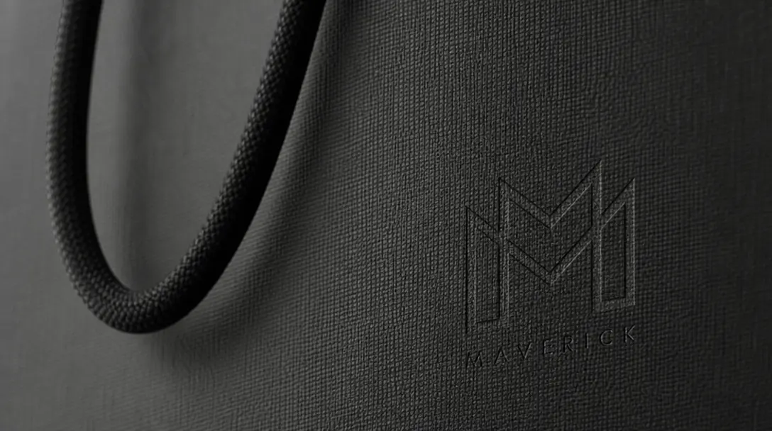Shopping bag material texture close-up, fabric or premium paper detail, professional lighting, subtle logo design in bac