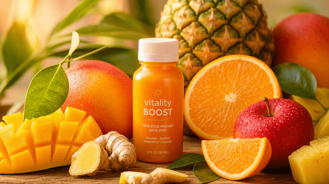 Vibrant healthy color harmony composition. Warm orange, fresh red, bright yellow tones in fruit arrangement, natural lay