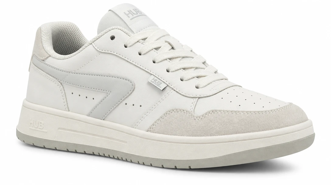 Product shoe in studio-quality lighting: clean white background, perfect soft box lighting, product photography standard