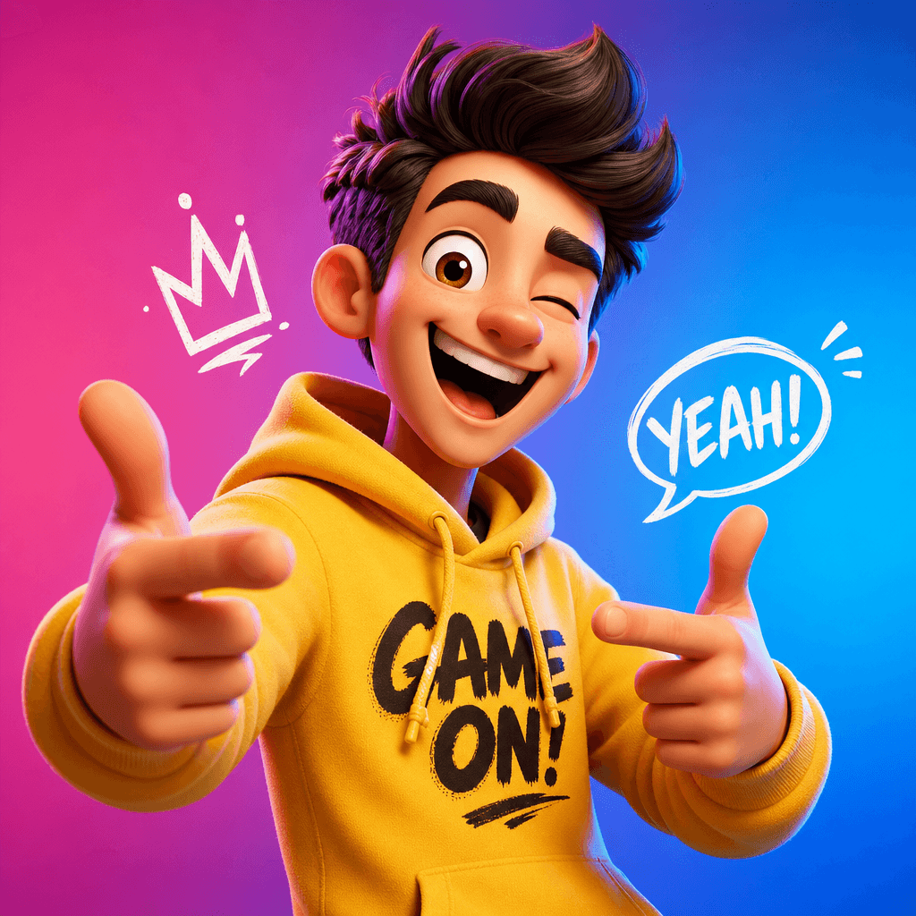 Fun, playful 3D caricature with vibrant color treatment. Bright key lighting, energetic proportions, contemporary stylin